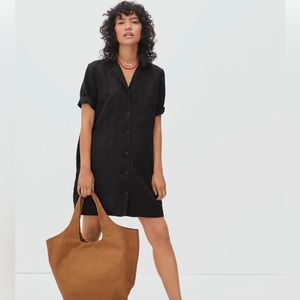 Everlane black button down linen dress, size large
